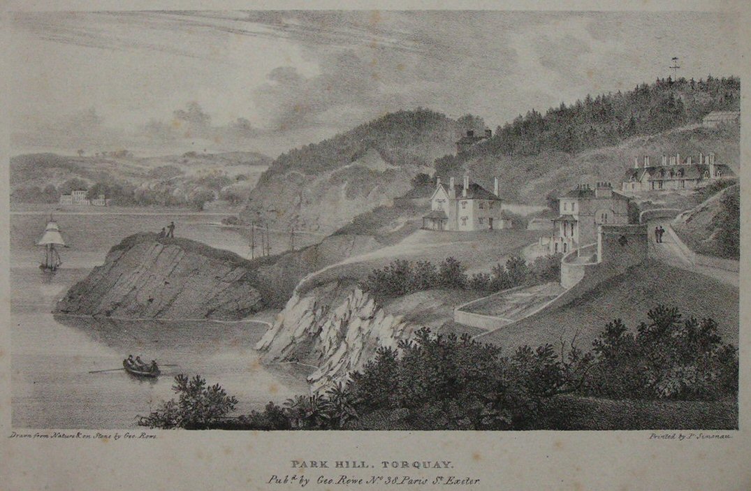 Lithograph - Park Hill, Torquay. - Rowe